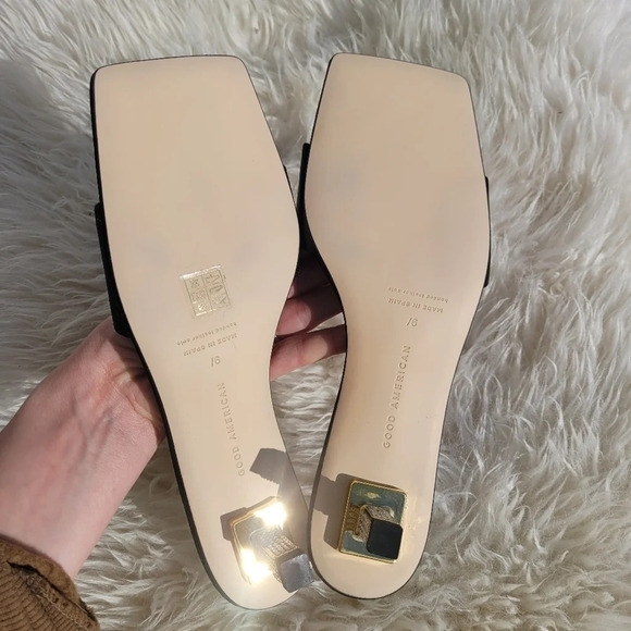 New Good American Womens Black Satin Kickstand Slide Sandal Mules Black Size 9 - Picture 7 of 12